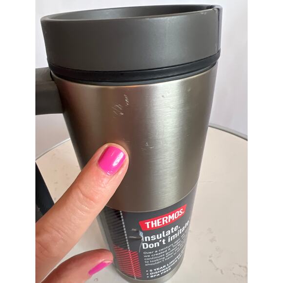 THERMOS INSULATED MUG HANDLE STAINLESS STEEL BLACK 18OZ HOT COLD NEW WITH LABEL - Picture 5 of 14